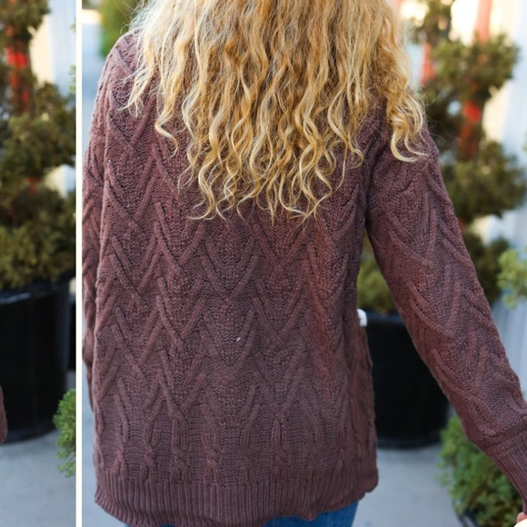 NEW BIBI BROWN SWEATER OVERSIZE CARDIGAN S M L - Picture 3 of 3